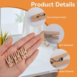 Mini houten wasknijpers - 400 stuks - kleine decoratieve clips voor school - kantoor - huiswerkdecoratie (25mm) — thumbnail 3