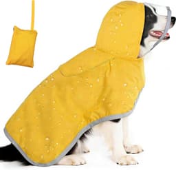 Waterproof Hondenregenjas met Capuchon en Reflecterende Strepen voor Kleine en Grote Honden - Verstelbare Regenjas in Geel, M - XL — thumbnail 1