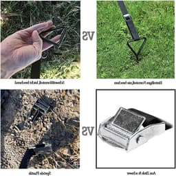 Set van 4 grondankers voor trampolines, gegalvaniseerd en roestvrij staal, ideaal voor tuin, schommels en kamperen, met 4 stevige riemen — thumbnail 3