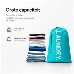 BOTC Waszakken - 60*90cm Waszak Groot - Set van 2 stuks - Waszak Wasmachine - Laundry bag - Blauw en Grijs — thumbnail 4