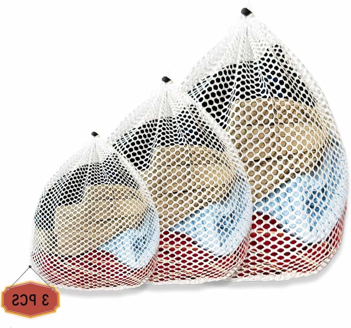 Wasnetten voor wasmachine - Set van 3 herbruikbare waszakken van 40 cm tot 60 cm, ideaal voor het beschermen van kleding en voorkomen van vervorming en kreuken — afbeelding 1