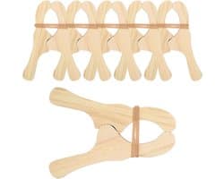 Houten wasknijpers - Klemmen set - Huishoudelijk organiseren - Splintervrije garantie - 6 stuks - Natuurlijk