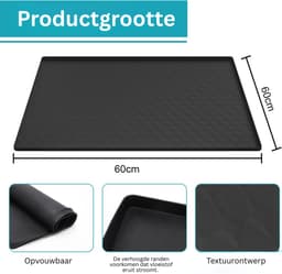 TIM® Lekbak Wasmachine - Lekbak - Anti Trillingsmat Wasmachine - Lekbak Wasmachine 60x60 x - Lekbak Wasmachine Universeel - Zwart - 60cm x 60cm x 2cm — thumbnail 3