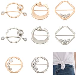 Dailygoods - T-shirt-clips - Kledingklemmen - Elegante parels - Gemengde kleuren - Decoratieve clips - Voor sjaals en kleding - 8 stuks — thumbnail 1