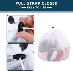Dailygoods- Waszak - 3 Stuks - Herbruikbare Mesh Waszak met Trekkoord - Fijn Net - Lichtgewicht Polyester - Slijtvast en Ademend - Waszakken — thumbnail 2