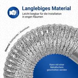 Flexibele Aluminium Buis - Afvoerslang Droger - Ventilatie Reparatie - Corrosiebestendige Stalen Spiraal - 2 Meter - Aluminium — thumbnail 2