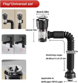 Afvoerslang - Flexibele Slang - Badkamer Sanitair - Geurremmend Ontwerp - 40 mm - Zwart — thumbnail 5