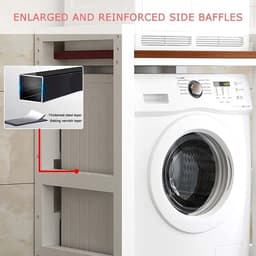 Verstelbare Hoogte Drum Wasmachine Kast Opbergrek voor Wasmachine en Droger in Wasruimte en B Ruimtebesparend Zwart Rek met Walnoot Board — thumbnail 2