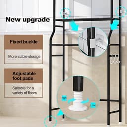 Laundry Room Organization,laundry Room Storage Rack,space Saving Bathroom Storage,metal Storage Shelves,over Washing Machine Storage,3tier Shelf,Suitable For Kitchen, Balcony, Laundry Room(Black) — thumbnail 5