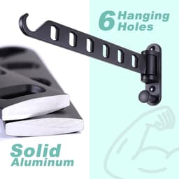 REWYTAZ-2 stuks - Inklapbaar Wanddroogrek - Wandmontage voor Kleding - Uitklapbaar Kledingrek Wand - Verplaatsbaar Wanddroogrek voor Kleding - Droogrek voor kleding aan de muur - Droogrek voor wasgoed - Zwart — thumbnail 2