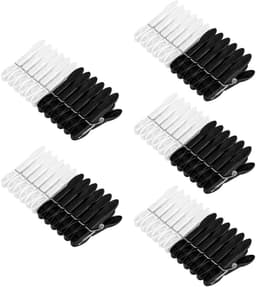 GELLDG Wasknijpers - Kunststof Wasknippers - 60 Stuks Set Zwart En Wit - Duurzaam PP Materiaal Met Gladde Randen - Geschikt voor Waslijnen En Kleerhangers - Binnen En Buiten Gebruik - Zwart/Wit — thumbnail 1