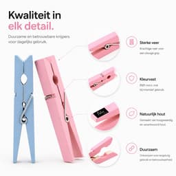 Tolvia Wasknijpers Hout 50 Stuks - Gekleurd (10 Kleuren) - Sterke Knijpers voor Was, Foto’s & Decoratie - Duurzaam & Multifunctioneel — thumbnail 2