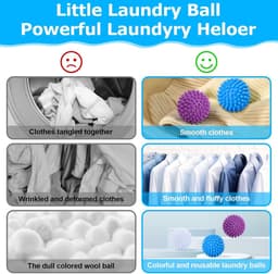 Set van 9 Drogerballen voor Wasdrogers, Wasballen voor Donsjassen, Herbruikbare Drogerballen, Droogballen, Wasballen voor Wasmachine, Drogerballen voor Huishoudelijke Kleding (Blauw, Wit, Paars) — thumbnail 5