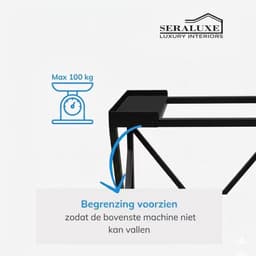 SERALUXE - Universeel Wasmachine Kast - Wasmachine Verhoger- Metaal - Zwart - Universeel Wasmachine en Droger Kast - Wasmachine Ombouw - Wasmachinerek - Wasmachine Sokkel- Robuust - Stabiel - Stevig - Anti Vibratie — thumbnail 3