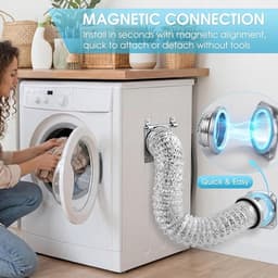 110mm Luchtafvoerslang - 0.8m - Magnetische Bevestiging - Inclusief 2 Slangklemmen - Flexibele Ventilatieslang Buis - Flexibel Afzuigkap Wasdroger Lucht Afvoer Slang - Magnetische Afvoerslang Voor Wasdrogers — thumbnail 4