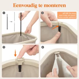 Store_8 - Wasmand - 105L - Vouwbaar en Met Deksel - Beige - Handige Opbergoplossing - Geschikt voor Badkamer en Slaapkamer - Ruimtebesparend — thumbnail 4