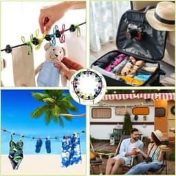 Draagbare Waslijn - Reiswaslijn Outdoor - Kleding Drogen - Met 12 Clips - Tot 360cm - Multicolor — thumbnail 4