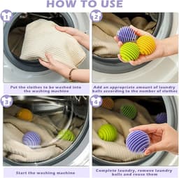 Reusable Drying Balls Anti-static, 6 Pieces Laundry Stirring Balls Non-Toxic Washing Balls Tangle Free for Washing Machine, Softens Fabrics, Prevents Tangles, Improves Cleaning(Large) — thumbnail 4