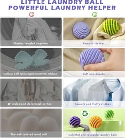 Reusable Drying Balls Anti-static, 6 Pieces Laundry Stirring Balls Non-Toxic Washing Balls Tangle Free for Washing Machine, Softens Fabrics, Prevents Tangles, Improves Cleaning(Large) — thumbnail 5