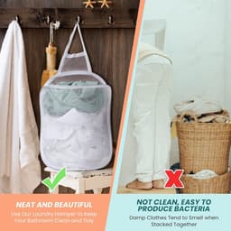 Wasmand - wasmanden - wassorteerder - 3 stuks - opvouwbare wasmand - inklapbare wasmand - opvouwbare opbergmand - Organizer kleding - organizer kledingkast - camping wasmand - opvouwbare waszak - 30*18*40cm - Wit - reis wasmand — thumbnail 3