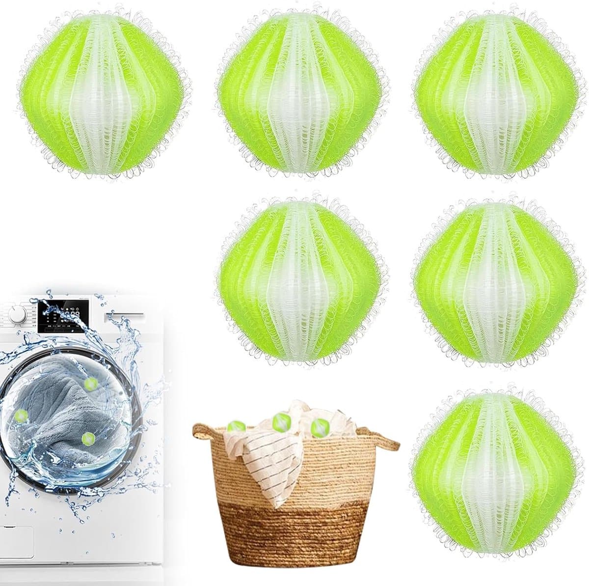 6 stuks haarvangers voor wasmachine - anti-haren bal - herbruikbare wasbal - voor kleding en beddengoed - effectievere waservaring — afbeelding 1