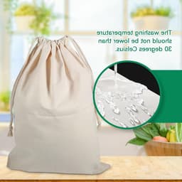 Dailygoods- Waszak Katoen - Opbergtas met Trekkoord - Lichtgewicht - Herbruikbaar - Ademend - 22x28 cm - Opbergzak — thumbnail 4