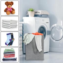 Vouwbare Wasmand met Deksel 45L, Ruimtebesparende Opbergbox voor Vuile Was met Handvat, Waterafstotend en Geschikt voor Badkamer en Slaapkamer — thumbnail 4
