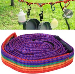 Hangend Waslijn - Kampeer Touw - Buiten Droge - Verstelbare Lengte - 186 cm - Kleurrijk — thumbnail 4