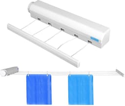 MTTproducts- Waslijn Uittrekbaar 3,75 m - Telescopische Wandhouder - Ruimtebesparend - Verstelbare Lengte - Kunststof Wasdroger - Handig Vergrendelingsmechanisme — thumbnail 1