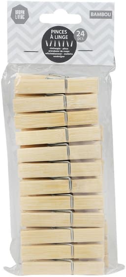 Urban Living Basic Size wasknijpers - 72x - bamboe - 7 cm — thumbnail 2