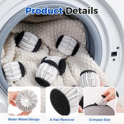 Wasbollen voor wasmachine - Wasballen voor Huisdierenhaar – Herbruikbaar – Anti-Klit en Reinigend – Geschikt voor Wasmachine - 2stuks - 6.5cm — thumbnail 4
