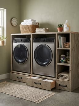Wasmachinekast Toronto met lades – Voor wasmachine en droger – 160 x 65 x 120 cm – Steigerhout – Meubelproductie — thumbnail 2
