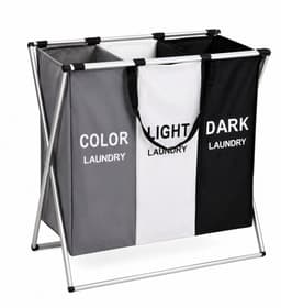 HEM Wasmand 3 Vakken 105 Liter – Wassorteerder Donker, Licht & Kleur – Polyester Wasmand met Aluminium Frame – Opvouwbare Wasmand – Was Organizer 58x40x58 cm – Inclusief HEM Microvezeldoekje — thumbnail 1