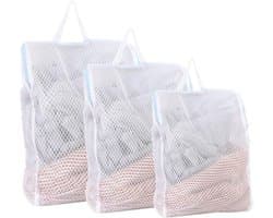3-delige Waszak Set voor de Wasmachine met Handvatten - Herbruikbare Netzakken voor Ondergoed, Truien en Sjaals (Blauw)