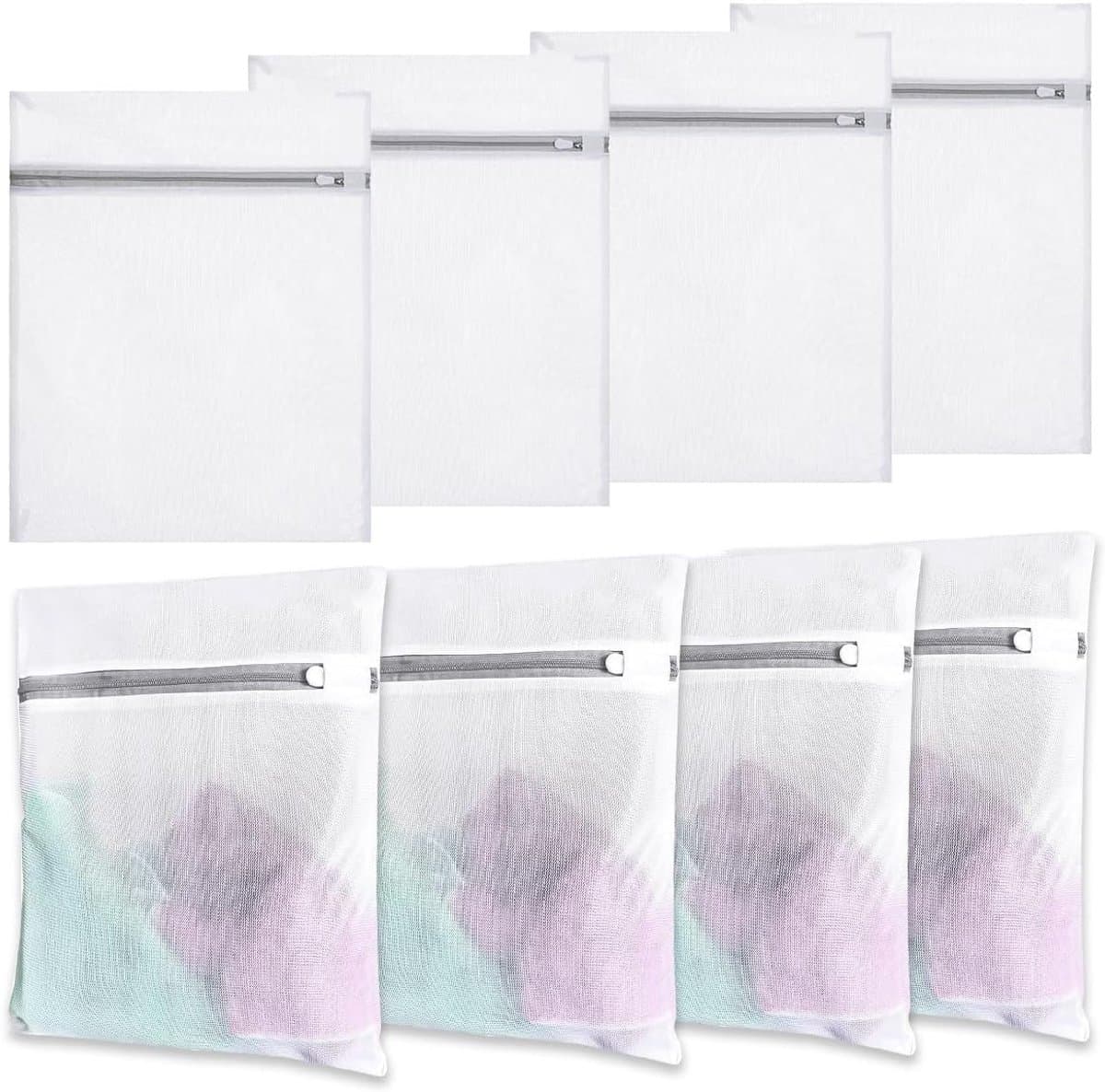 Set van 8 Wasnetten voor de Wasmachine 40x30cm, Kleine Waszakken met Verborgen Rits, Ideaal voor Fijne Was zoals Hemden, T-Shirts en Ondergoed — afbeelding 1