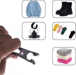 Kledinghaken met Clips - Waslijn Clips - Ruimte Besparen - Sterke Klemkracht - 12 Stuks - Zwart Wit — thumbnail 5