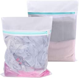 Grote wasnetten voor delicate kleding, 2 stuks, 90x110 cm, wit, rits, polyester gaas — thumbnail 1