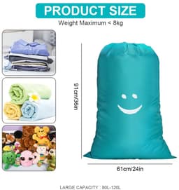 Allecto - Flintronic Waszak - Waterdichte waszak voor reizen - Grote capaciteit - Blauw - Opbergtas voor vuile was - Perfect voor studenten en kamp... — thumbnail 4