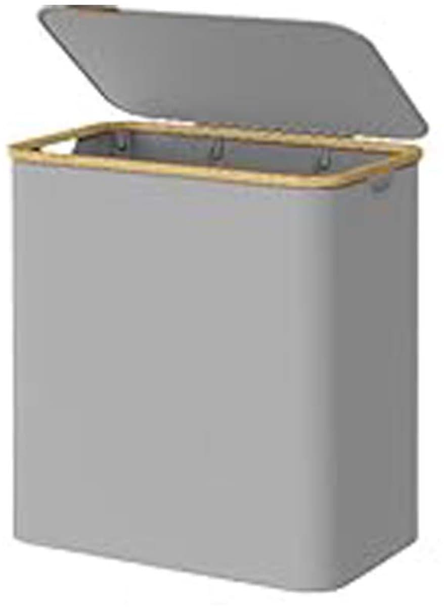 Wasmand 60 x 38.5 x 70.5 cm, grijs met deksel, 3 vakken voor vuile was, met 3 afneembare mesh voeringen. Grote capaciteit van 150 liter, modern en eenvoudig design — afbeelding 1