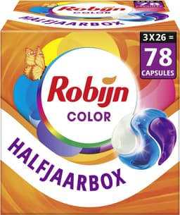 Robijn Wasmiddel - 3-in-1 Wascapsules - Color - 3 x 26 stuks - 78 Wasbeurten - Voordeelverpakking — thumbnail 1