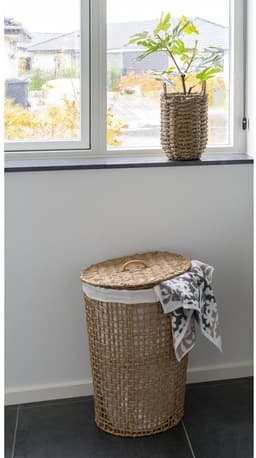 Elin | wasmand | lichtbruin/wit | papier en metaal | ø42x56 cm | wasmand | wasbox | laundry basket | wasmand met deksel | grote wasmand | Wood Selections — thumbnail 4