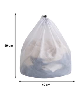 2 stuks waszakken, waszak met trekkoord, fijnmazige zak, speciale waszak met trekkoord, verdikte, vormvaste waszak met trekkoord, waszak van netstof, 30*40cm geschikt voor het wassen van handdoeken/korte mouwen (wit) — thumbnail 5