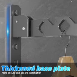 Opvouwbare wandgemonteerde kledinghanger - efficiënt en ruimtebesparend - 1 stuk - wit - aluminium — thumbnail 3