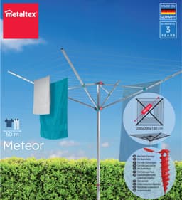 Metaltex - Droogmolen Meteor - met Grondanker - 60 meter drooglengte - Aluminium — thumbnail 3
