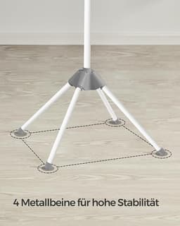 FurnStar Droogrek - Droogmolen met 3 Draaibare Armen - 4 Poten - Voor Binnen - Roestvrij Staal - Voor Maximaal 27 Kledingstukken - 150 cm Hoog - Grijs-Wit LLR510G01 — thumbnail 5