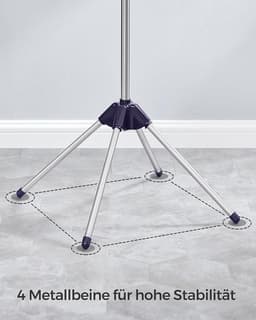 FurnStar Droogrek - Droogmolen met 3 Draaibare Armen - 4 Poten - Voor Binnen - Roestvrij Staal - Voor Maximaal 27 Kledingstukken - 150 cm Hoog - Blauw Zilver - LLR510Q01 — thumbnail 5