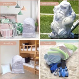 2 stuks waszakken van mesh met trekkoord en handvatten - 60×90cm waszakken van mesh - Duurzame tassen voor delicate kleding - Stevige waszakken van mesh - Geschikt voor wasmachines, reizen, kleding, speelgoedopslag — thumbnail 4