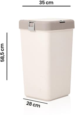 Motek® - Wasmand -Mono Vak met Touch Deksel - 40 L - wasmand met deksel - Wassorteerder - Beige — thumbnail 4