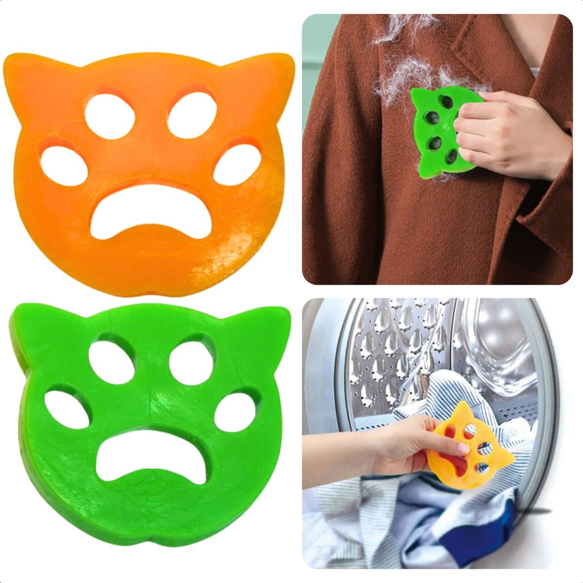 Cheqo® Haarverwijderaar Wasmachine - Huisdierhaar Wasmachine - Anti Haar Drogerballen - Hondenhaar Verwijderaar - Zachte Elastische Magneet - Voor Droger en Wasmachine - 2 Stuks — afbeelding 1