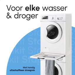 Bodo® Stapelkit - Tussenstuk met Handdoekhouder - Wasmachine en Droger - Wit — thumbnail 5